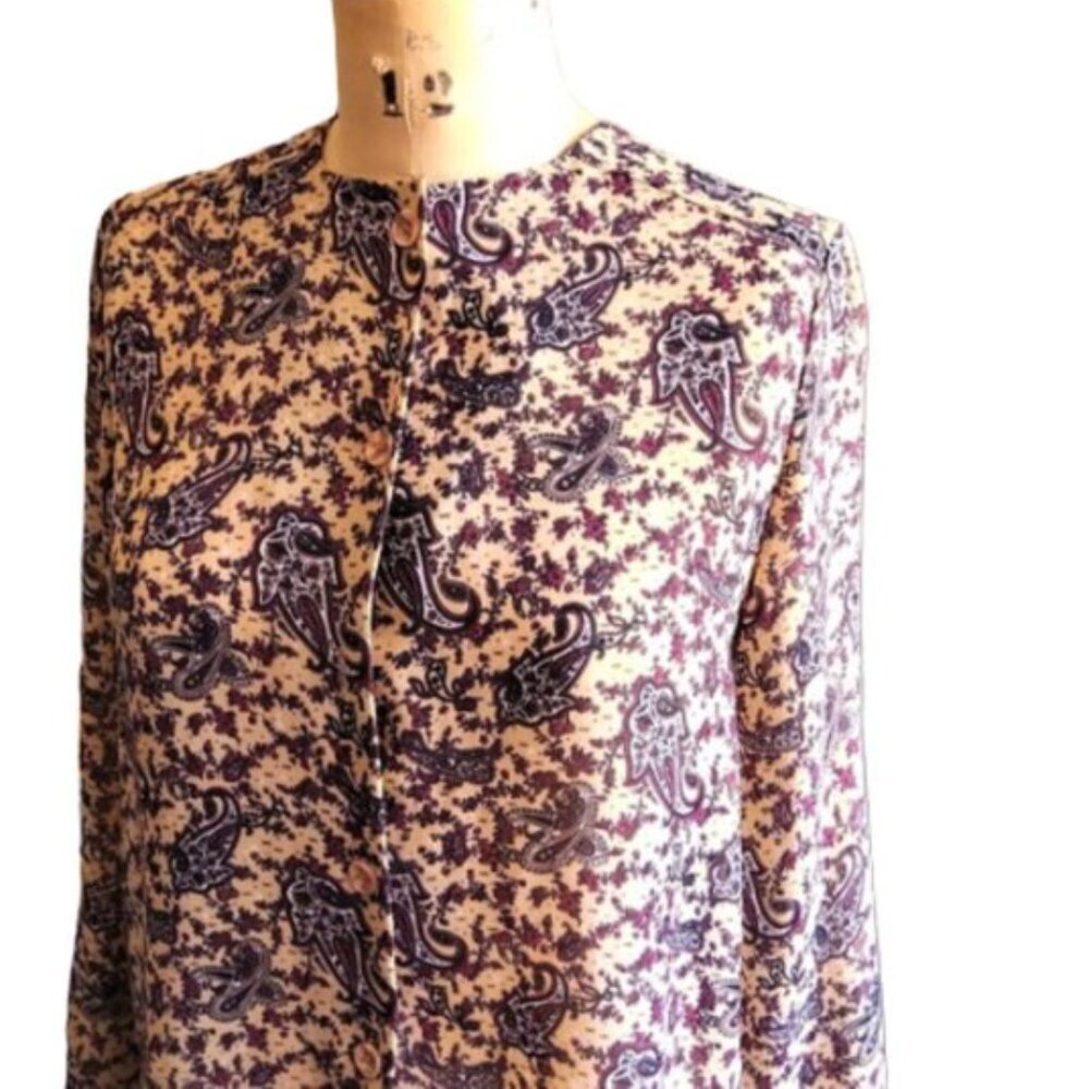 Vintage fall colors 70s paisley print button down shirt